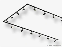 Spanningsrail 600 cm inclusief 20 spots zwart - afbeelding 1 van  8