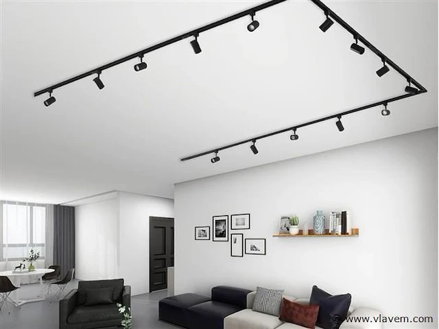 Spanningsrail 600 cm inclusief 20 spots zwart - afbeelding 2 van  8