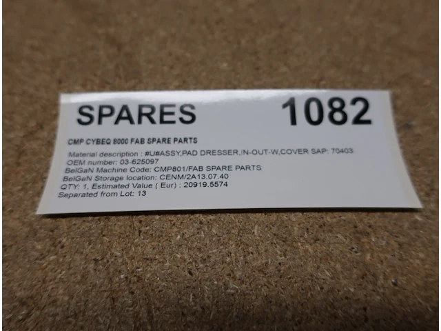 Spare parts for cmp cybeq 8000 fab spare parts - afbeelding 2 van  3