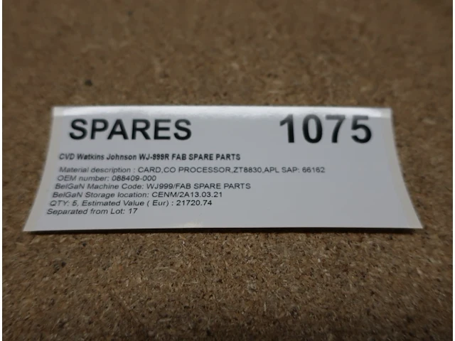 Spare parts for cvd watkins johnson wj-999r fab spare parts - afbeelding 2 van  2
