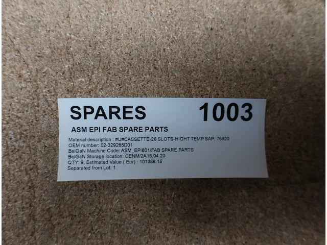 Spare parts for epi asm epsilon 2000 one fab spare parts - afbeelding 2 van  5