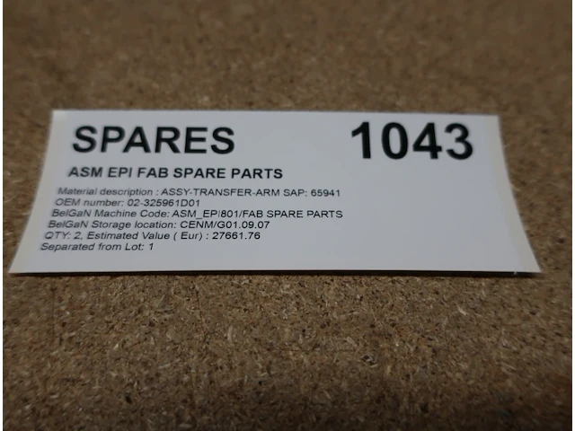 Spare parts for epi asm epsilon 2000 one fab spare parts - afbeelding 2 van  3