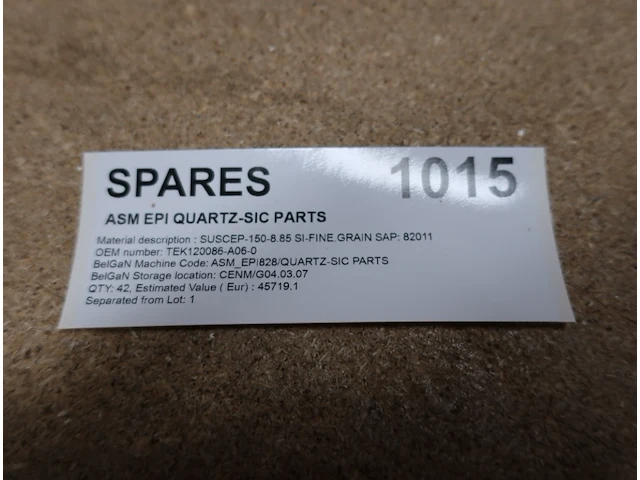 Spare parts for epi asm epsilon 2000 one quartz-sic parts - afbeelding 1 van  3