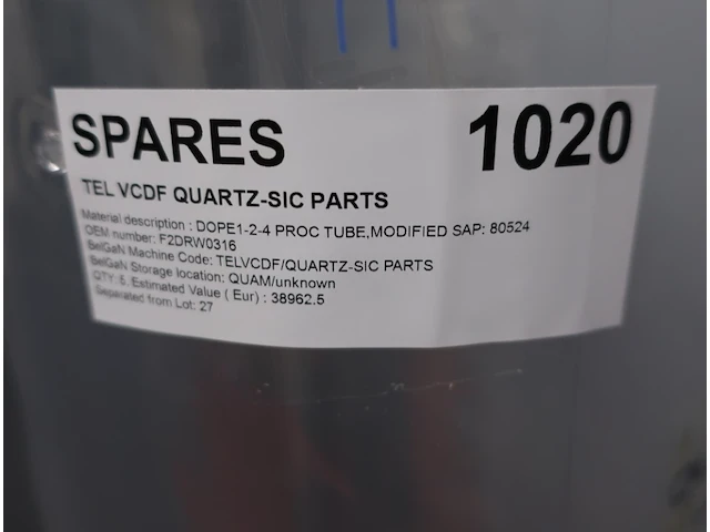 Spare parts for furnace tel vdf-615s - tel ngc-m3. ver1.02.0001 quartz-sic parts - afbeelding 2 van  3