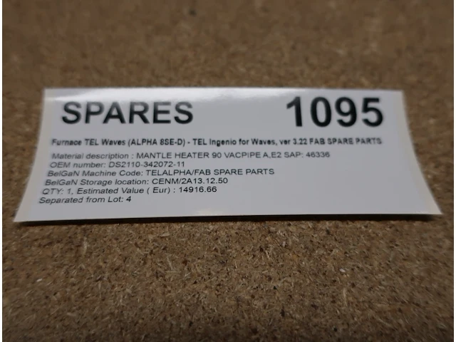 Spare parts for furnace tel waves (alpha 8se-d) - tel ingenio for waves, ver 3.22 fab spare parts - afbeelding 2 van  3