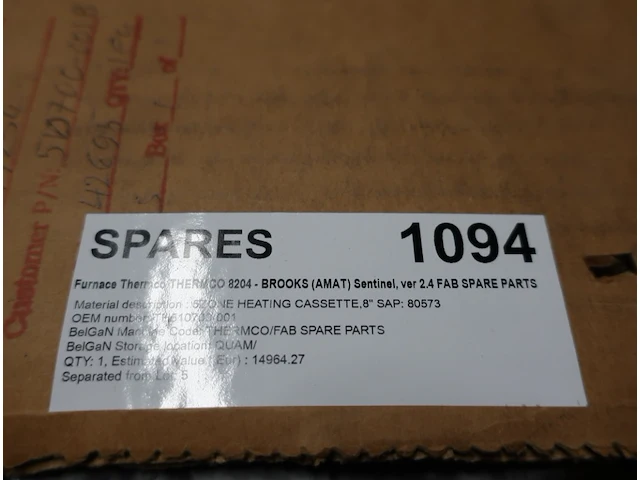 Spare parts for furnace thermco thermco 8204 - brooks (amat) sentinel, ver 2.4 fab spare parts - afbeelding 2 van  2