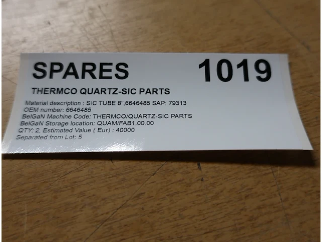 Spare parts for furnace thermco thermco 8204 - brooks (amat) sentinel, ver 2.4 quartz-sic parts - afbeelding 3 van  3