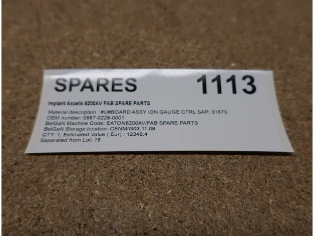 Spare parts for implant axcelis 6200av fab spare parts - afbeelding 2 van  2