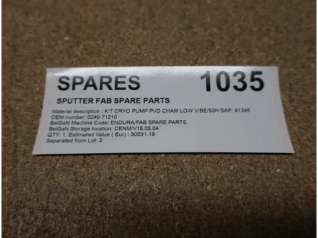Spare parts for metal dep applied materials endura pvd 5500 fab spare parts - afbeelding 2 van  2