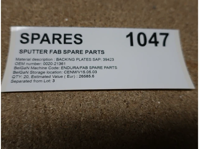 Spare parts for metal dep applied materials endura pvd 5500 fab spare parts - afbeelding 2 van  3