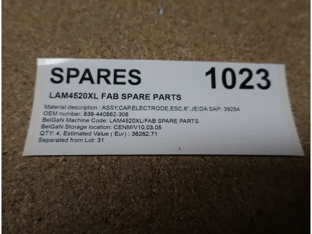 Spare parts for plasma etch lam rainbow 4528xl fab spare parts - afbeelding 2 van  2