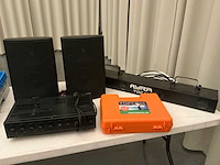 Speakers, versterker, walkie talkie, cd-speler en lichtspots - afbeelding 1 van  7