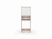 Speciale kast bovenop de wasmachine - wit en hout - afbeelding 4 van  5