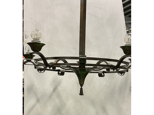 Speciale ronde luchter met 5 armen, in zwart ijzer - afbeelding 2 van  2