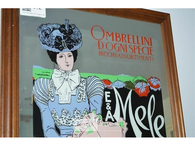 Spiegel met advertentieposter "ombrellini d'ogni specie ricchi assortimenti" - afbeelding 3 van  3