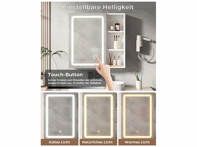 Spiegelkast - led en witte stopcontacten - afbeelding 3 van  7