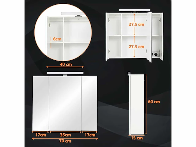 Spiegelkast met spiegel - led verlichting - afbeelding 3 van  6