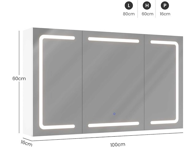Spiegelspiegelkast met led-verlichting - afbeelding 3 van  9