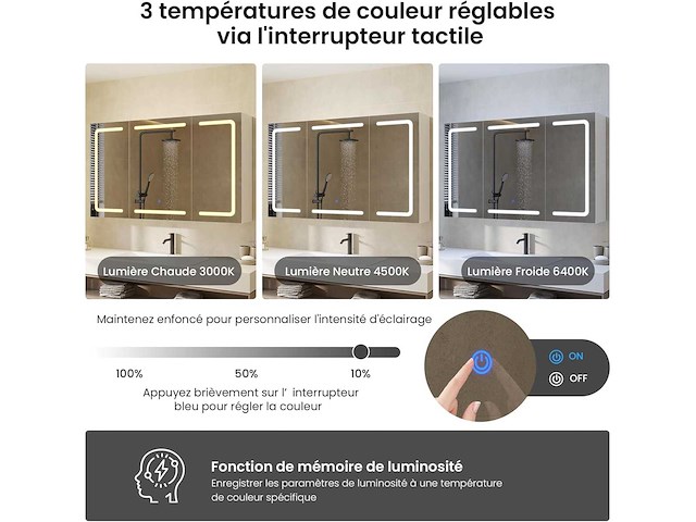 Spiegelspiegelkast met led-verlichting - afbeelding 5 van  9