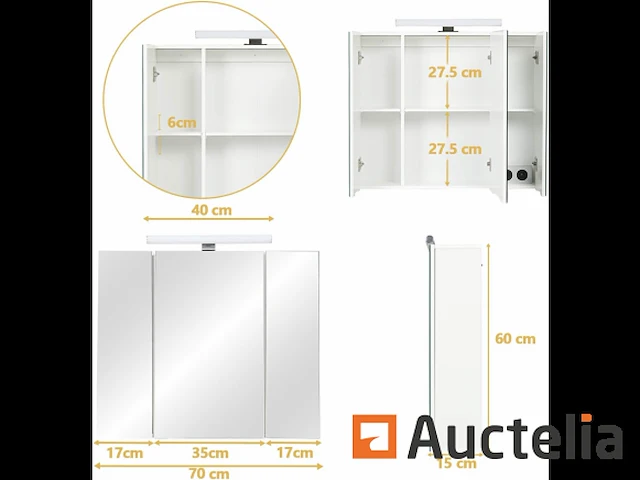 Spiegeltoiletkast met led verlichting en stopcontact - afbeelding 6 van  8