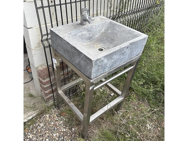 Spoelbak op inox voet - afbeelding 1 van  4