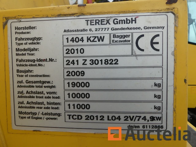 Spoor-, weg-graafmachine terex 1404 kzw - afbeelding 23 van  37