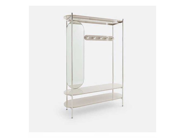 Staal en mdf metalen kleedkamer met spiegel - afbeelding 2 van  7