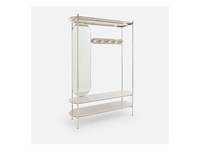 Staal en mdf metalen kleedkamer met spiegel - afbeelding 2 van  7