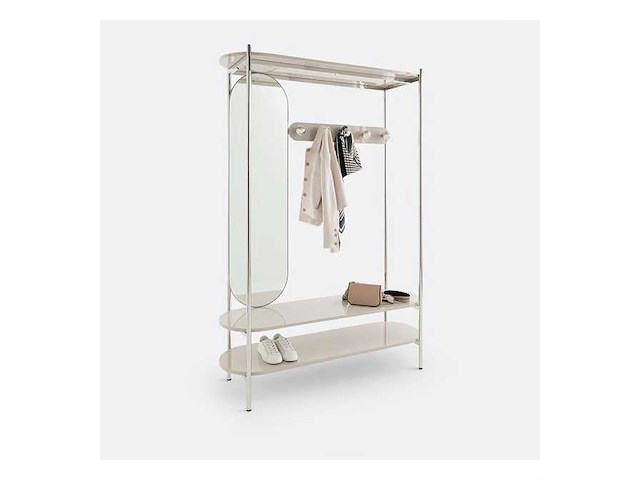 Staal en mdf metalen kleedkamer met spiegel - afbeelding 5 van  7