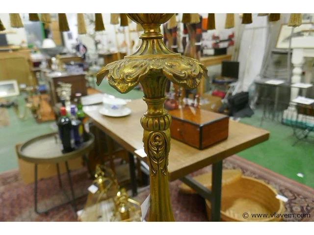 Staande lamp in zwaar massief koper - afbeelding 1 van  3