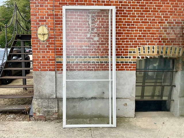 Stalen deur gepoederlakt - kathedraalglas - ral9016 - afbeelding 1 van  9