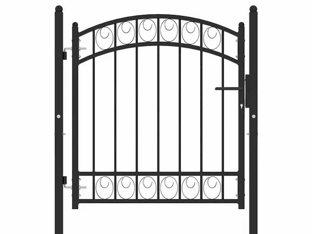 Stalen hekpoort - zwart - afbeelding 1 van  6