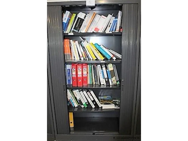 Stalen opbergkast vv jalouziedeuren, afm plm 120x45x198cm - afbeelding 2 van  2