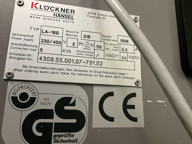 Stalenmachine klockner hansel la-160 - afbeelding 5 van  15