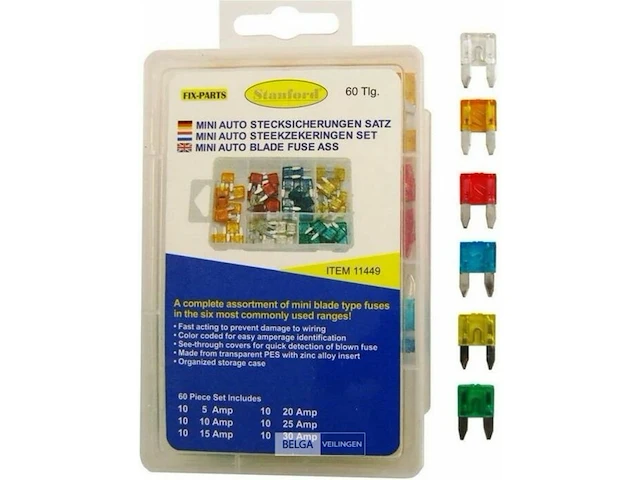 Stanford mini 5 tot 30a autozekering / steekzekering (60 delig)-nieuw en ongebruikt - afbeelding 1 van  3