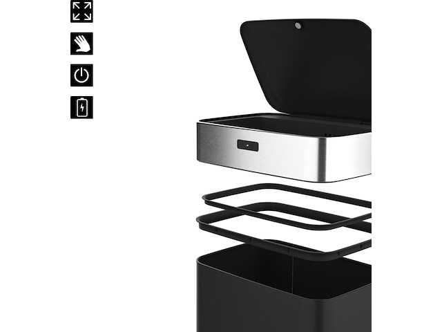 Stangvollby gimo - sensor prullenbak - 25l - rvs - zwart - afbeelding 3 van  7