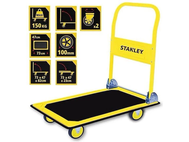 Stanley platformwagen - draagcapaciteit max. 150kg - opvouwbare plateauwagen - 73,5 x 47 x 83 cm - geel/zwart - afbeelding 1 van  4