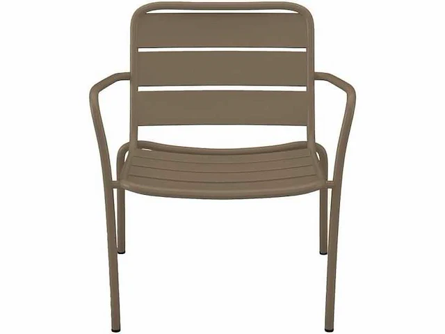 Stapelbare metalen onderstel fauteuil - taupe (x4) + gele tuinstoel (x2) - afbeelding 3 van  7