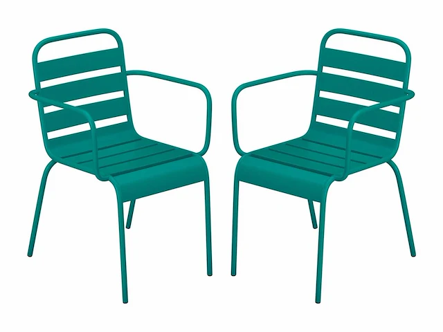 Stapelbare metalen tuinfauteuil - teal blue (x6) - afbeelding 2 van  7