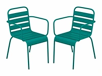 Stapelbare metalen tuinfauteuil - teal blue (x6) - afbeelding 2 van  7