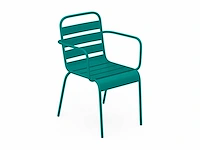 Stapelbare metalen tuinfauteuil - teal blue (x6) - afbeelding 3 van  7