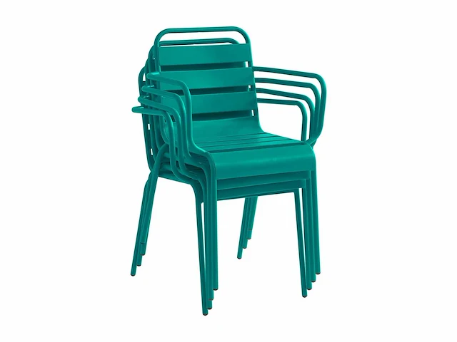 Stapelbare metalen tuinfauteuil - teal blue (x6) - afbeelding 5 van  7