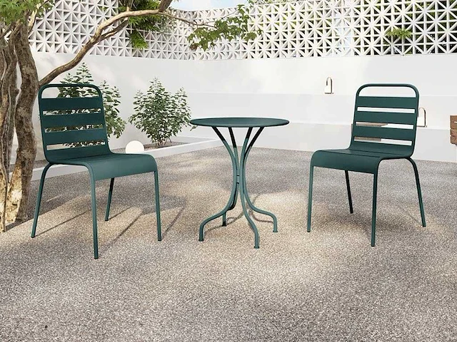 Stapelbare metalen tuinstoel - spar groen (x4) - afbeelding 1 van  5