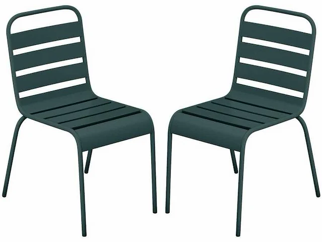 Stapelbare metalen tuinstoel - spar groen (x4) - afbeelding 2 van  5