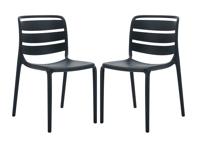 Stapelbare polypropyleen tuinstoelen - zwart (x6) - afbeelding 2 van  7