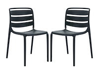 Stapelbare polypropyleen tuinstoelen - zwart (x6) - afbeelding 2 van  7