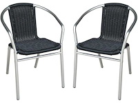 Stapelbare tuinfauteuils in aluminium en zwart geweven hars (x6) - afbeelding 1 van  2