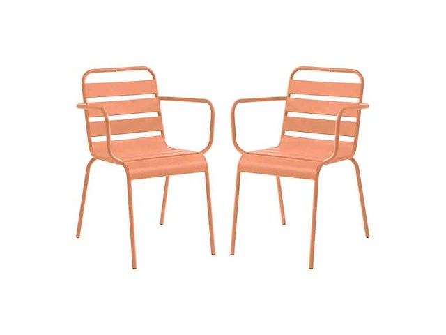 Stapelbare tuinfauteuils in aluminium en zwart geweven hars (x6) - afbeelding 2 van  2