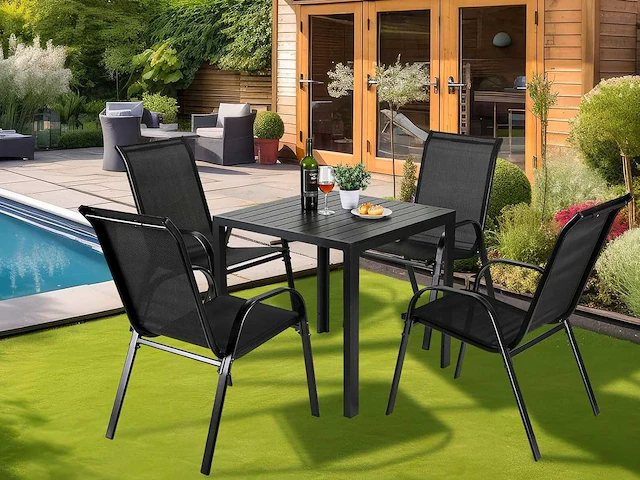 Stapelbare tuinstoel met hoge rugleuning - zwart (x6) - afbeelding 1 van  5