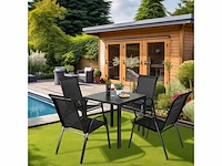 Stapelbare tuinstoel met hoge rugleuning - zwart (x6) - afbeelding 2 van  5